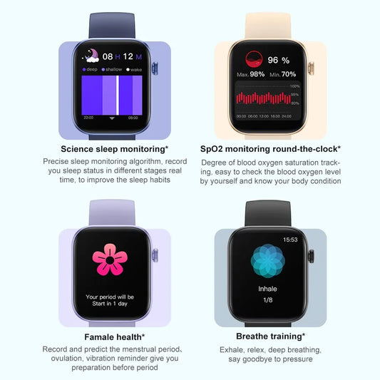 Voice Calling Smartwatch Men and Women Health Monitoring Waterproof multifunction APP controlled