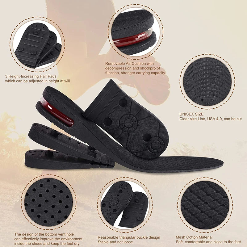 Air Cushion Elevator Height Increase Insoles Shoe Inserts for Men and Women