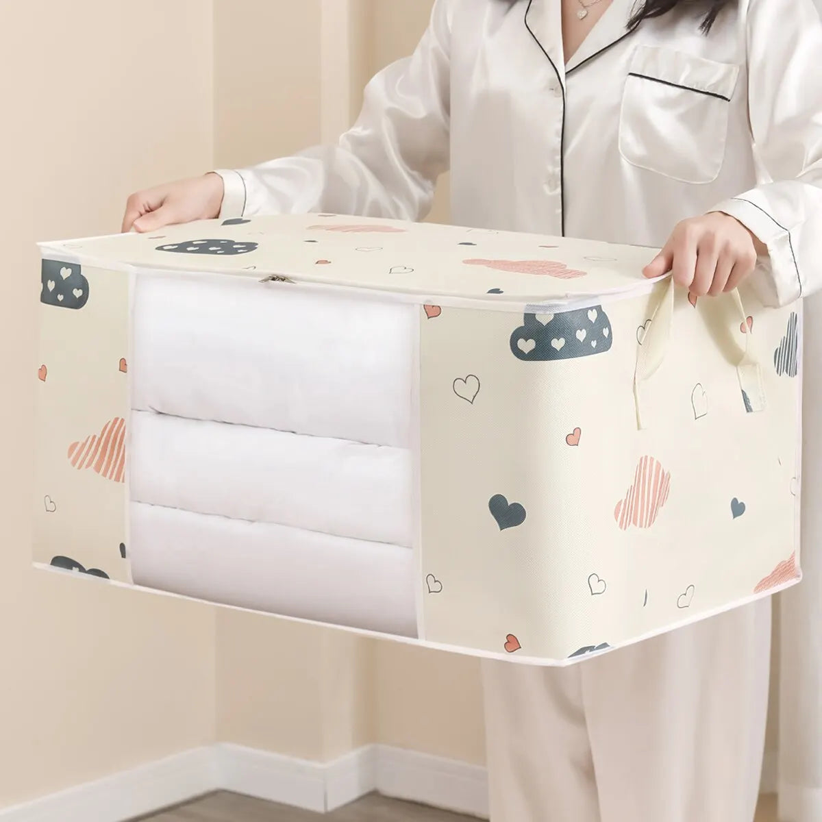 Large Capacity Clothes Storage Bag Organizer With Reinforced Handle