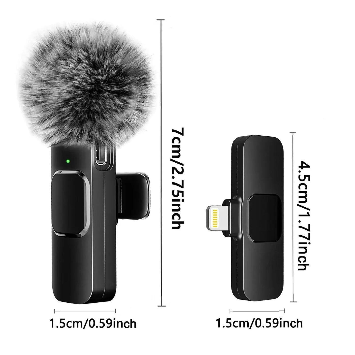 Mini Mic Wireless Microphone Audio Video Recording For iPhone Android or Laptop for gaming or social contents